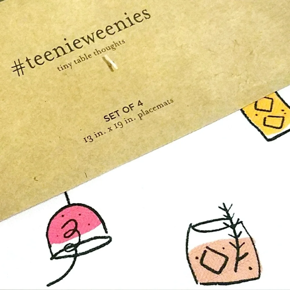 Teenieweenies Cotton Placemats White Multi Print Set Of 4